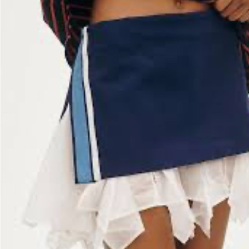 Maeve Navy Blue Skirt with White Ruffle Hem
